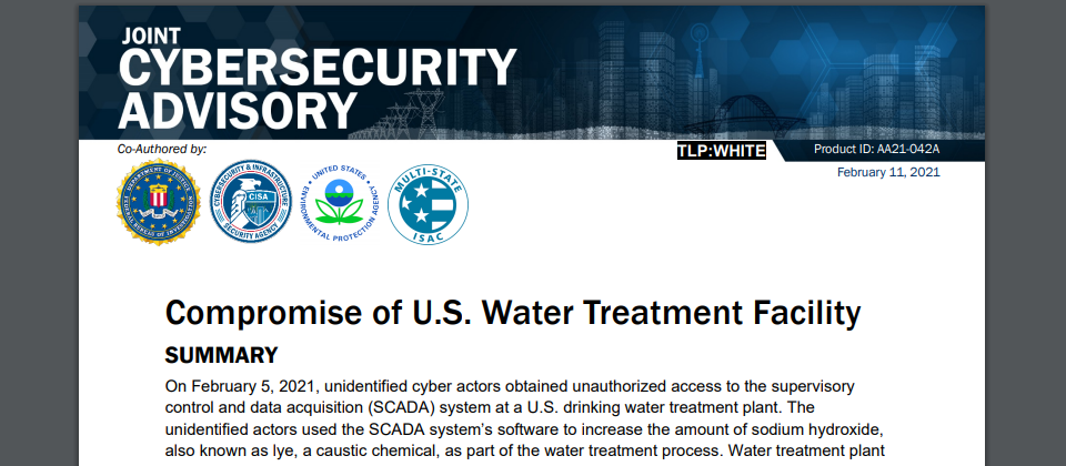 [情報] FBI公布美國一處淨水廠被駭的原因