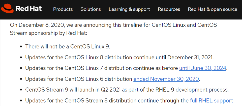 [情報] 紅帽棄守CentOS Linux，將於明年底終止