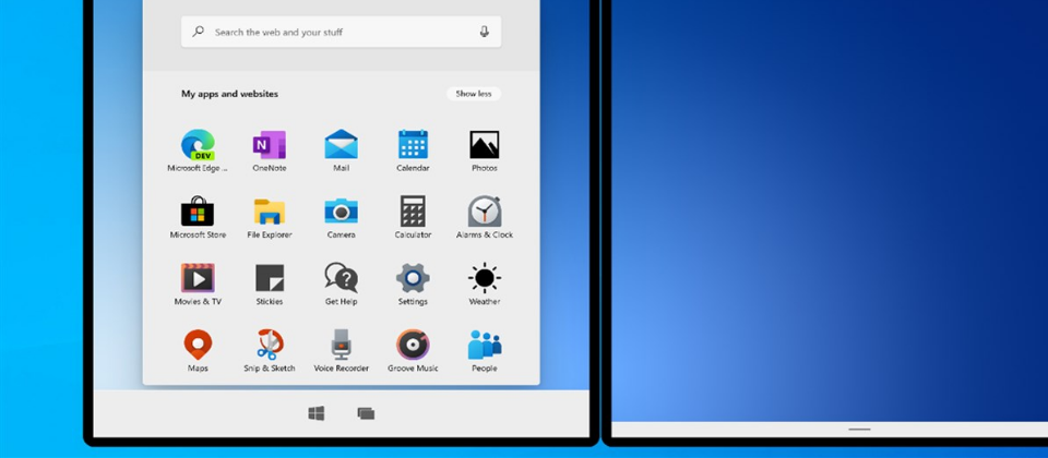 示意圖,取自微軟官網Windows 10X Emulator Image 10.0.19578.0 (Preview)