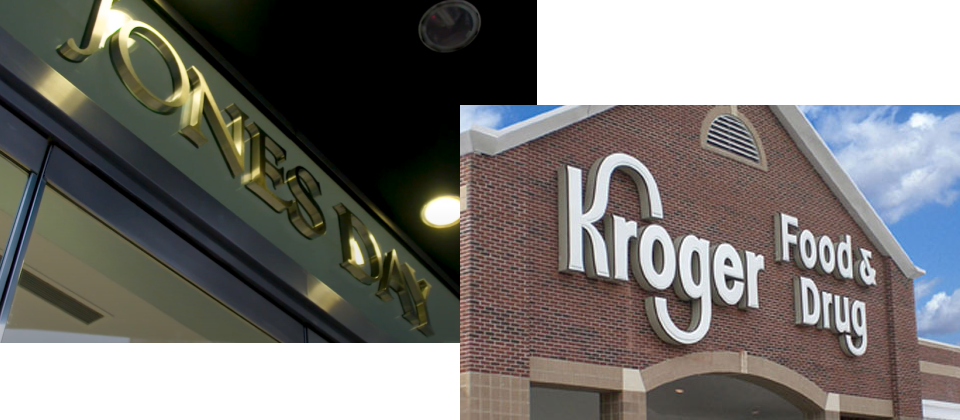 知名律師事務所Jones Day與大型連鎖商店Kroger的資料外洩事件,都與他們採用的第三方IT服務Accellion遭駭有關。(圖片來源/Jones Day、Kroger)