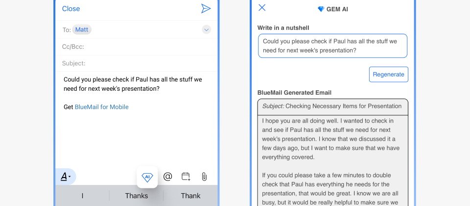 蘋果App Store以缺乏內容過濾機制為由,拒絕開發商Blix提交以ChatGPT技術打造的BlueMail App功能更新,引發外界揣測蘋果是否將進一步管制具備生成性AI功能的App。(圖片來源/Blix)