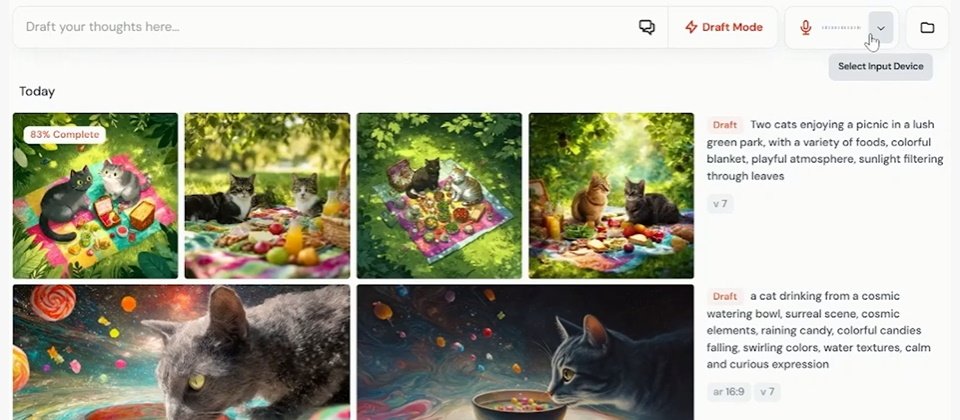 Midjourney V7新增草稿模式,方便使用者將想法快速改良,後續可選擇切換至標準模式以生成完整畫質的圖片。(圖片來源/Midjourney)