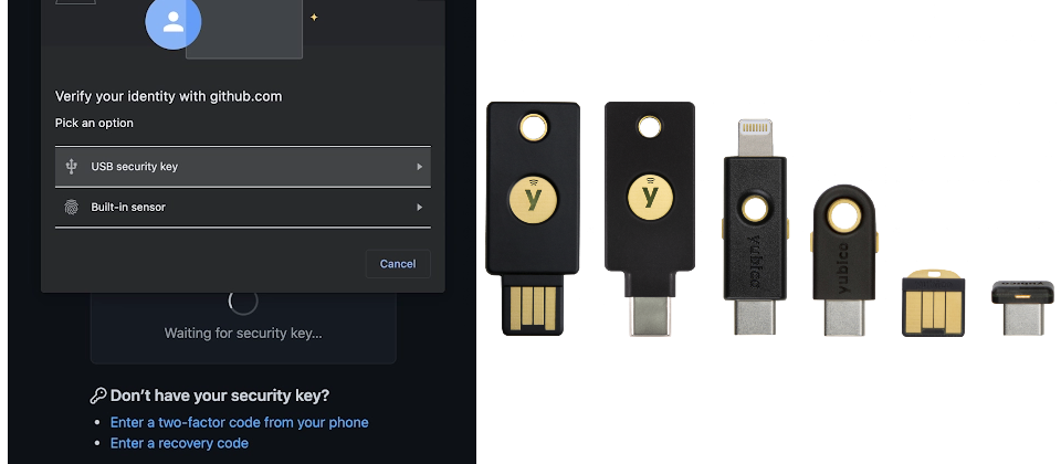 GitHub認為整合實體金鑰的SSH用法可提升帳號安全,避免帳號被接管,他們也建議使用者移除先前註冊的SSH金鑰,只使用整合實體金鑰的SSH金鑰。圖片來源: GitHub、Yubico