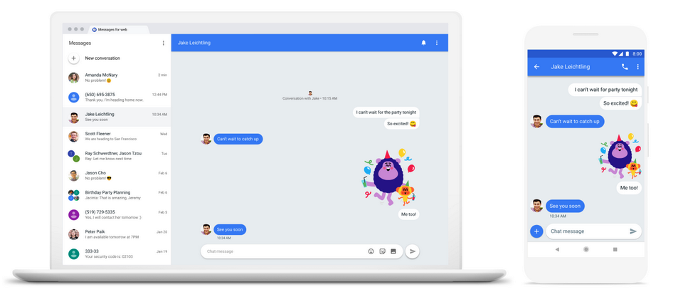 Google將於Messages程式中提供端對端加密功能,目前僅限於一對一的聊天。(圖片來源/Google)