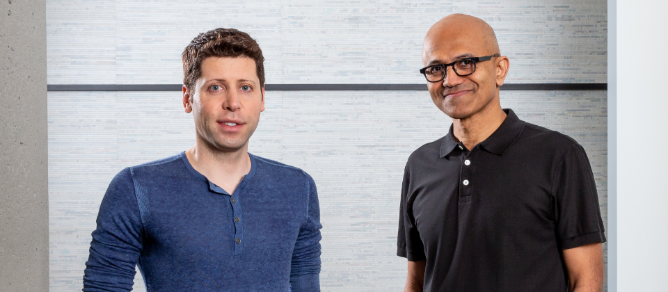 OpenAI執行長Sam Altman(圖左)與微軟執行長Satya Nadella(圖右)(圖片來源/微軟)