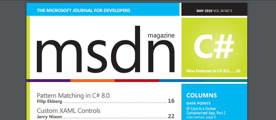 今年5月發行的MSDN Magazine。(圖片來源/微軟,https://msdn.microsoft.com/en-us/magazine/msdn-magazine-issues.aspx)