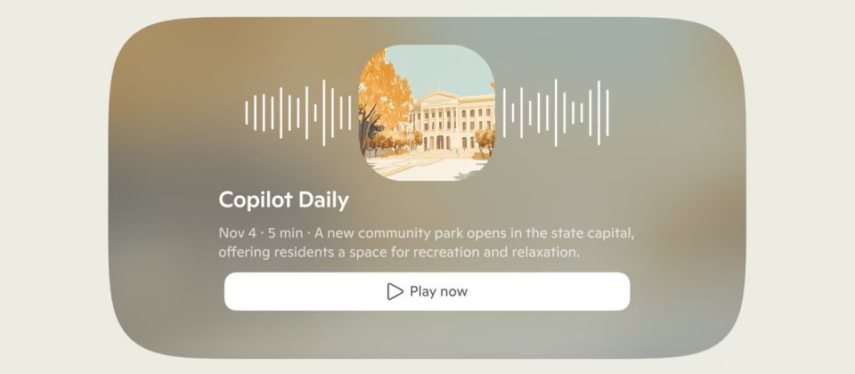 微軟人工智慧部門MAI發表首款語音生成模型MAI-Voice-1,已整合至Copilot Daily應用。(圖片來源/微軟)