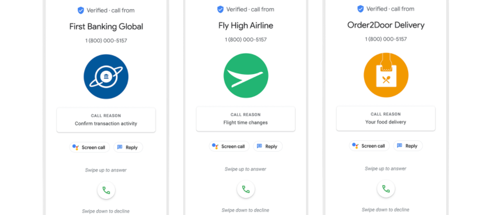 Google Phone程式新增的來電驗證(Verified Calls)功能,初期將會部署至美國、墨西哥、巴西、西班牙與印度市場。(圖片來源/Google)