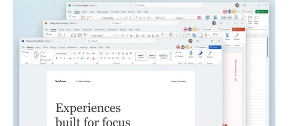 Office 2021外觀ribbon介面、圓弧角設計、色彩、調色盤等也配合Windows 11做了修改。(圖片來源/微軟)
