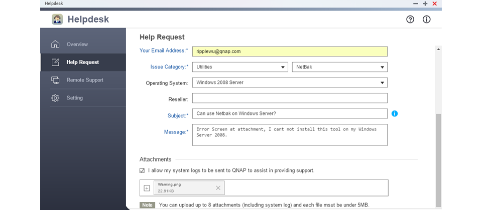 Helpdesk軟體示意,圖片來源/Qnap