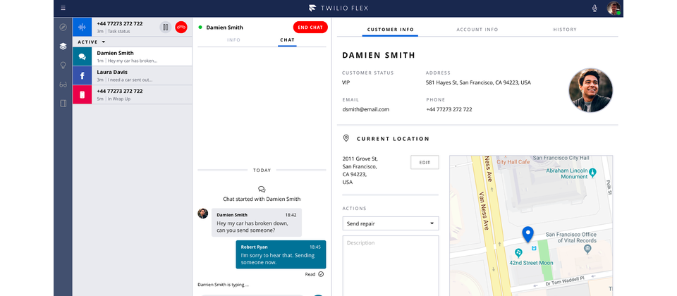 Twilio Flex客服平臺示意,圖片來源/Twilio