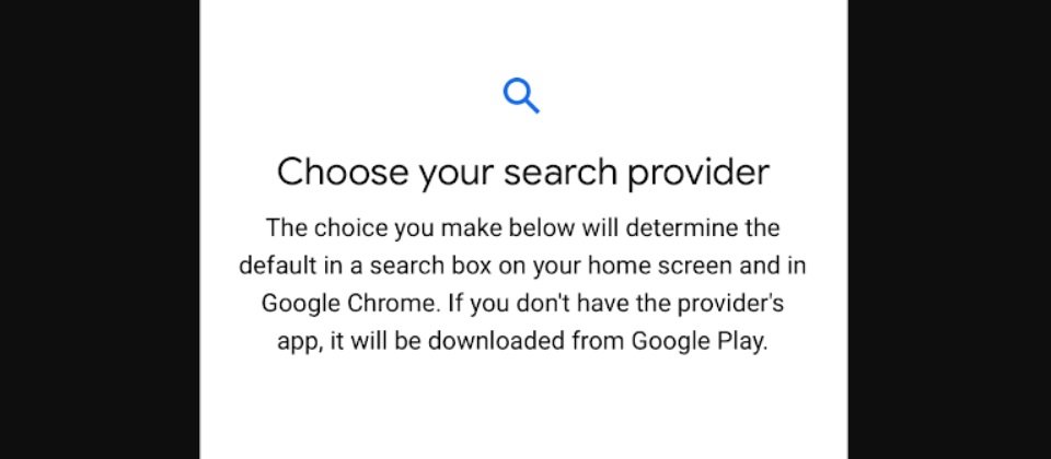 在2018年因市場壟斷行為被歐盟裁罰近44億歐元後,Google 2019年自行提出矯治方案。根據該方案,歐洲地區手機用戶在一開始設定Android裝置時,就會出現4種搜尋引擎以供選擇,使用者可選擇其中一款作為裝置首頁與Chrome瀏覽器(如果有裝Chrome的話)的預設搜尋引擎,除了Google搜尋之外,其它的3個席次則開放各市場的搜尋引擎供應商競標。但是Google制定的規則令小型搜尋引擎業者感到不滿,要求歐盟委員會舉行一個由歐盟、Google和其他搜尋引擎業者的三邊會談。