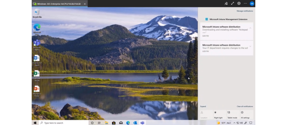 你分辨得出這是實體PC還是CloudPC嗎?這是微軟新發表的Windows 365服務,登入後的畫面,就像是一臺實體PC的桌面環境一樣。(圖片來源/微軟)