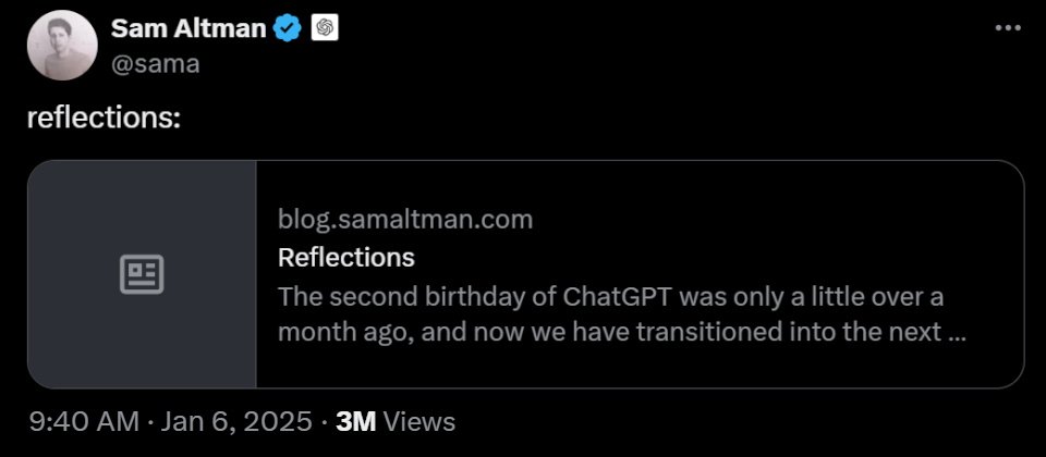 OpenAI執行長Sam Altman在個人部落格上的新年回顧上透露,OpenAI已經知道如何打造通用人工智慧(AGI),雖然Altman並未透露更多細節,但從OpenAI去年底馬拉松式的12天發表會,可以看到OpenAI邁向通用人工智慧的布局。