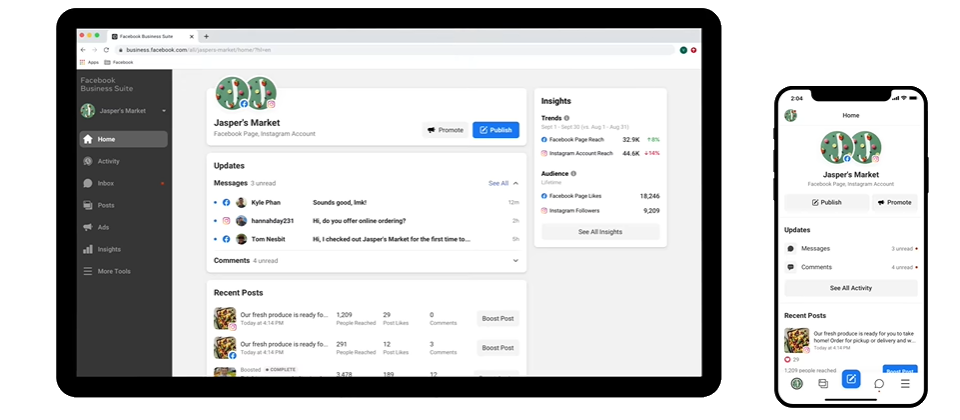 Facebook Business Suite示意圖.圖片來源/臉書