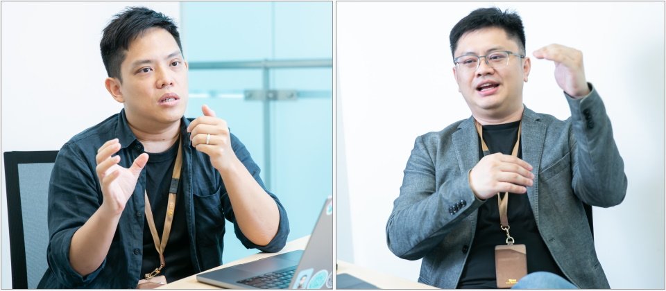 (左圖)TVBS AI未來科技部副總監吳楨文、(右圖)TVBS策略與新創事業部數位開發中心副總監陳宏益。(攝影/洪政偉)