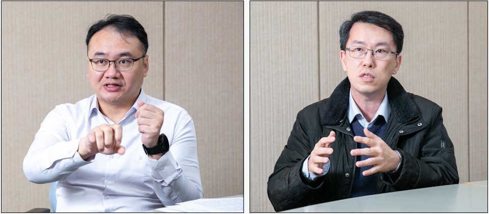 (圖右)臺大醫院資訊室經理溫家昶、(圖左)臺大醫院資訊室主任陳權忠 (攝影/洪政偉)