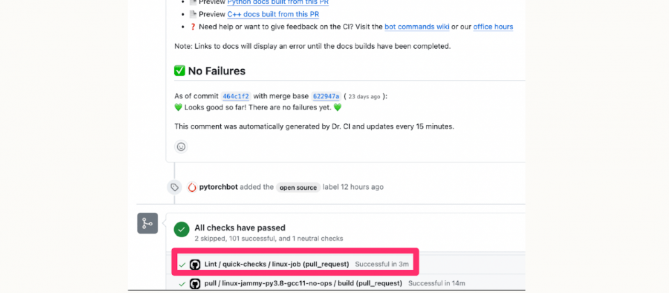 無人批准的分叉工作流程Lint / quick-checks / linux-job,卻在pull_request時被自動觸發,代表該流程使用預設批准配置。(圖片來源/John Stawinski)