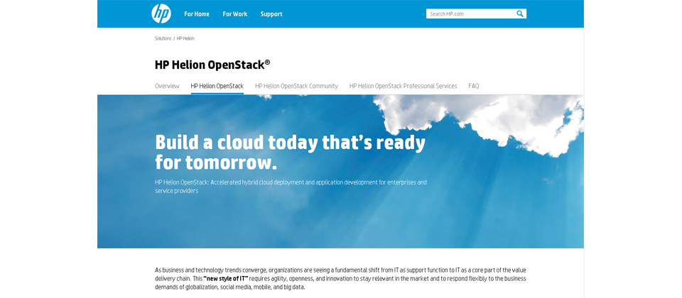 惠普正式推出HP Helion OpenStack企業版與HP Helion Development Platform整合開發環境,主要新增了7大功能,且首度支援Docker。售價為一臺伺服器之一年期服務為1,400美元。