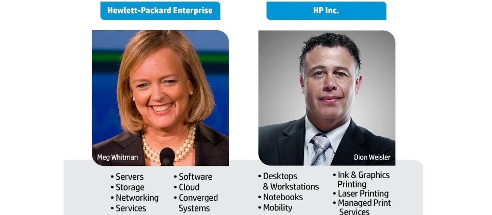 HP將拆分為Hewlett-Packard Enterprise和HP Inc.兩家公司,並分別由Meg Whtiman和Dion Weisler擔任兩家新公司的執行長,預計在2015年底完成分家。