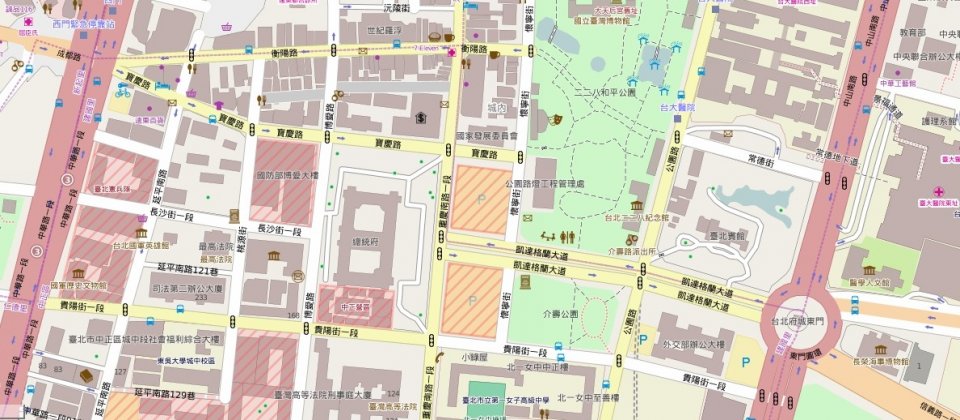 OSM響應臺灣社會議題,由於太陽花學運,凱達格蘭大道所在的臺北中正區,有著豐富的地圖資訊。