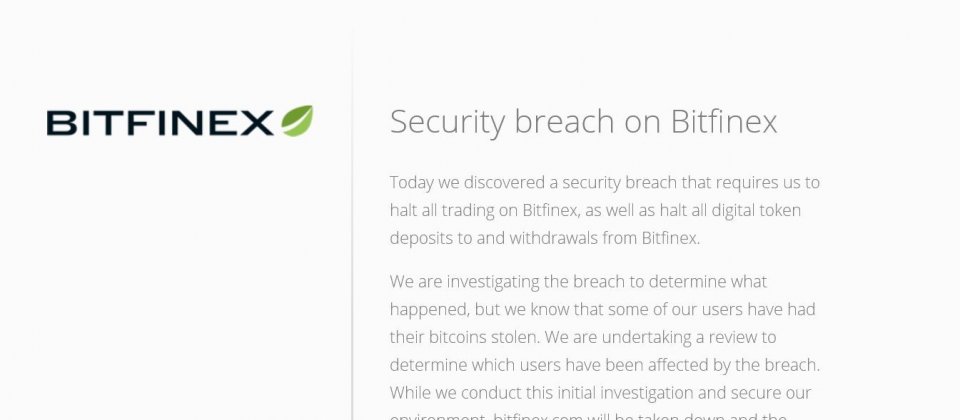 Bitfinex目前已關站並貼出聲明。