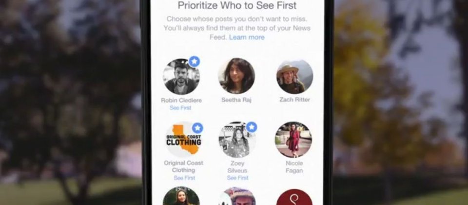 Facebook用戶可以自行勾選想要優先關注的朋友或粉絲頁,設定個人化的動態消息。