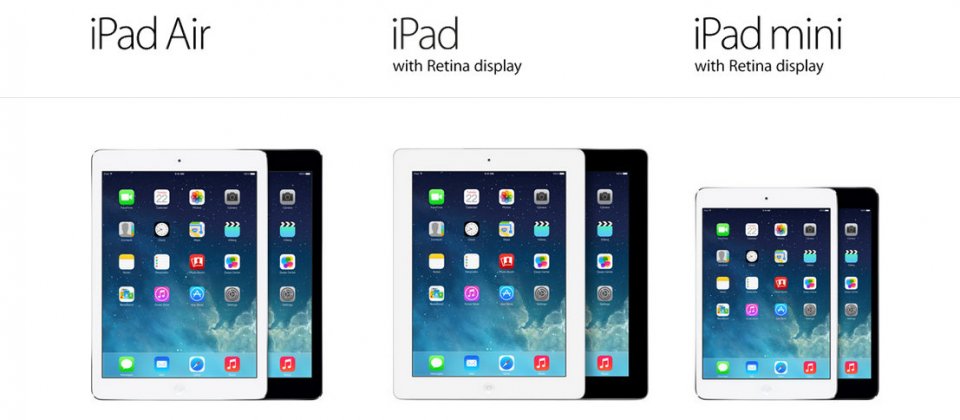 目前蘋果同時銷售9.7吋和7.9吋兩種不同尺寸的iPad。
