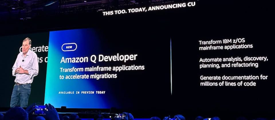 AWS執行長Matt Garman揭露生成式AI助手Amazon Q Developer新功能,能協助使用者IT現代化,比如加速原本人工吃重的大型主機現代化工作,如程式碼分析、文件建檔、重新建構應用程式等,甚至還能根據系統狀況,來給出IT現代化策的略規畫。