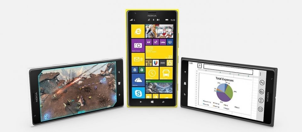 圖為採用Windows Phone 平台的Nokia 1520手機