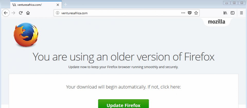 假冒的Firefox更新網頁