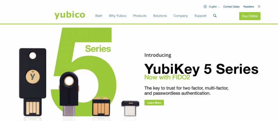 Yubico推出一系列Yubikey 5安全金鑰。