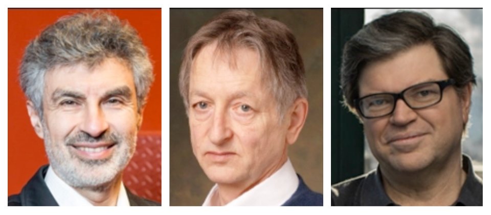 左起Yoshua Bengio、Geoffrey E Hinton、Yann LeCun