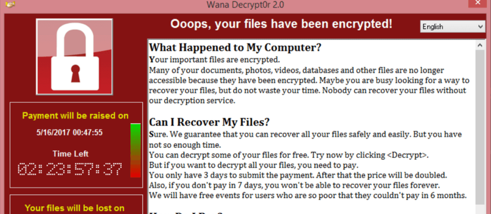 去年襲捲全球造成重大經濟損失的勒索蠕蟲WannaCry勒索畫面。示意圖,與新聞事件無關。