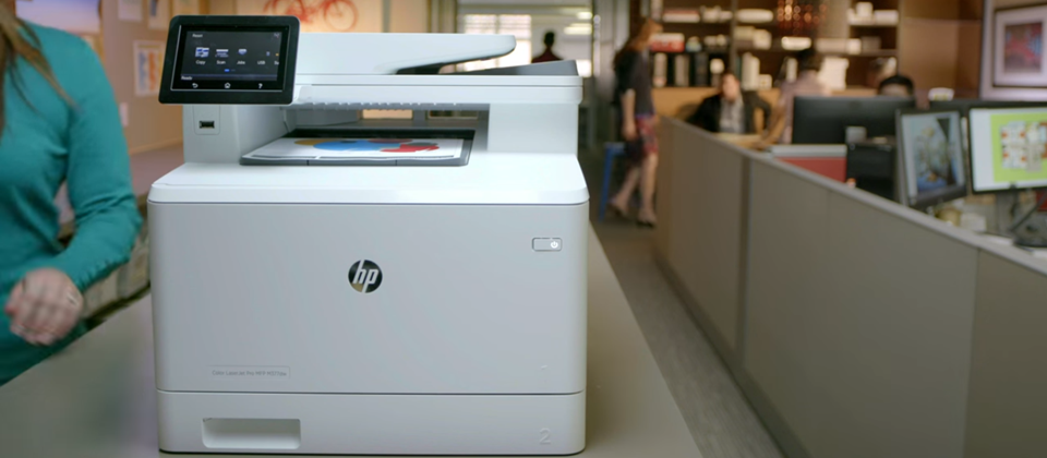 受駭印表機裡面有73%是使用HP印表機。此為示意圖，非遭駭印表機