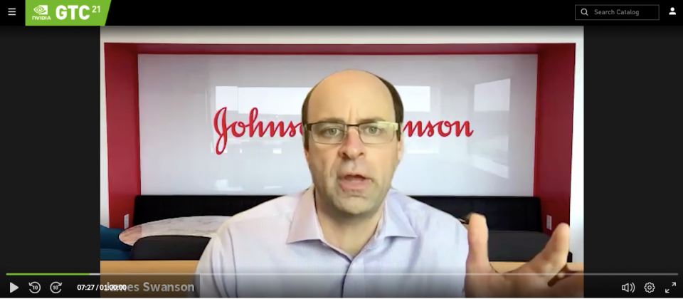 嬌生資訊長Jim Swanson在今年的Nvidia全球GPU技術大會(GTC)中表示,疫苗在短短一年半就研發成功的一大關鍵,正是AI結合數位分身的運用,Jim Swanson不吝在會議中大談AI導入經驗,提供其他企業借鏡。