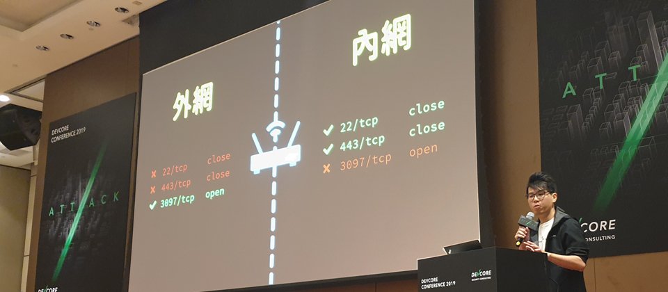 近期舉行的DEVCORE Conference大會中,該公司資安研究員Orange Tsai揭露了中華電信網路數據設備的安全問題。(周峻佑攝)