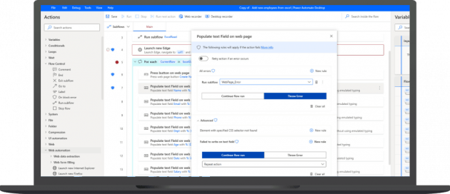 Microsoft Power Automate旨在讓用戶撰寫很少的程式碼以客製化流程,進而讓制式、重覆性的流程可以自動化執行,減輕日常作業負擔。 其技術源自微軟收購的知名RPA工具WinAutomation。(圖片來源/微軟)