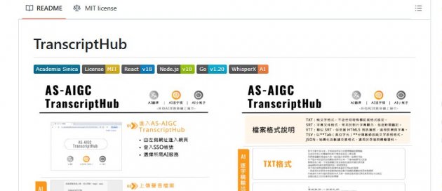 中研院近期開源其內部AI逐字稿服務使用的AI語音轉錄平臺,專案名稱TranscriptHub。