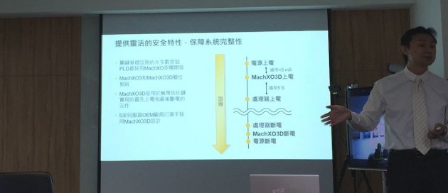 萊迪思半導體亞太區事業發展協理陳英仁表示,萊迪思新推出的MachXO3D符合了美國國家標準暨技術研究院(NIST)平臺韌體保護恢復(PFR)標準,做到了標準中的保護、偵測和恢復這3點。