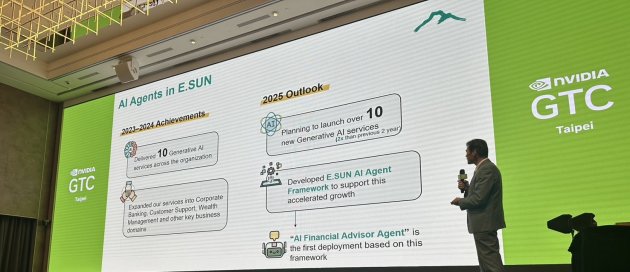 玉山銀行科技長張智星今日出席Nvidia GTC Taipei,揭露兩項AI核心計畫,並透露今年預計推出超過10項GenAI應用。(圖片來源:玉山金控)