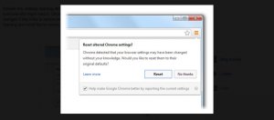Chrome設定在使用者不知情的狀態下遭到變更時,Google 便會提醒用戶是否要回復至出廠預設值。