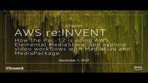 Embedded thumbnail for AWS re:Invent 2017: NEW LAUNCH! Hear how the Pac-12 is using AWS Elemental MediaStor (CTD204)