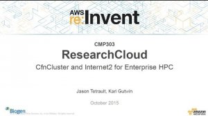 Embedded thumbnail for AWS re:Invent 2015 | (CMP303) ResearchCloud: CfnCluster and Internet2 for Enterprise HPC