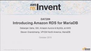 Embedded thumbnail for AWS re:Invent 2015 | (DAT209) NEW LAUNCH! Introducing MariaDB on Amazon RDS