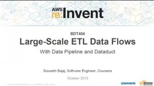 Embedded thumbnail for AWS re:Invent 2015 | (BDT404) Large-Scale ETL Data Flows with AWS Data Pipeline &amp;amp; Dataduct