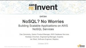 Embedded thumbnail for AWS re:Invent 2015 | (DAT204) Building Scalable Applications on AWS NoSQL Services