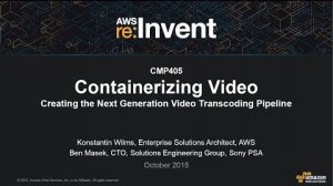 Embedded thumbnail for AWS re:Invent 2015 | (CMP405) Containerizing Video: The Next Generation Video Transcoding Pipeline
