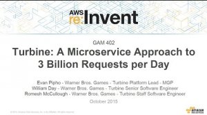 Embedded thumbnail for AWS re:Invent 2015 | (GAM402) Turbine: A Microservice Approach to Three Billion Game Requests a Day
